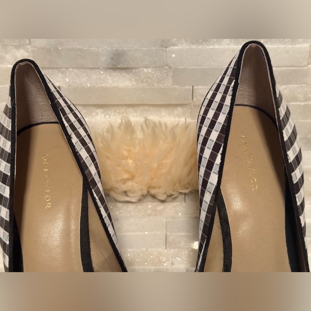 Ann Taylor NEW Black and White Gingham Pointed-Toe Bow Pumps - Picture 5 of 6